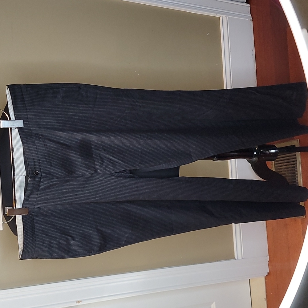 Wide leg pinstripe trousers